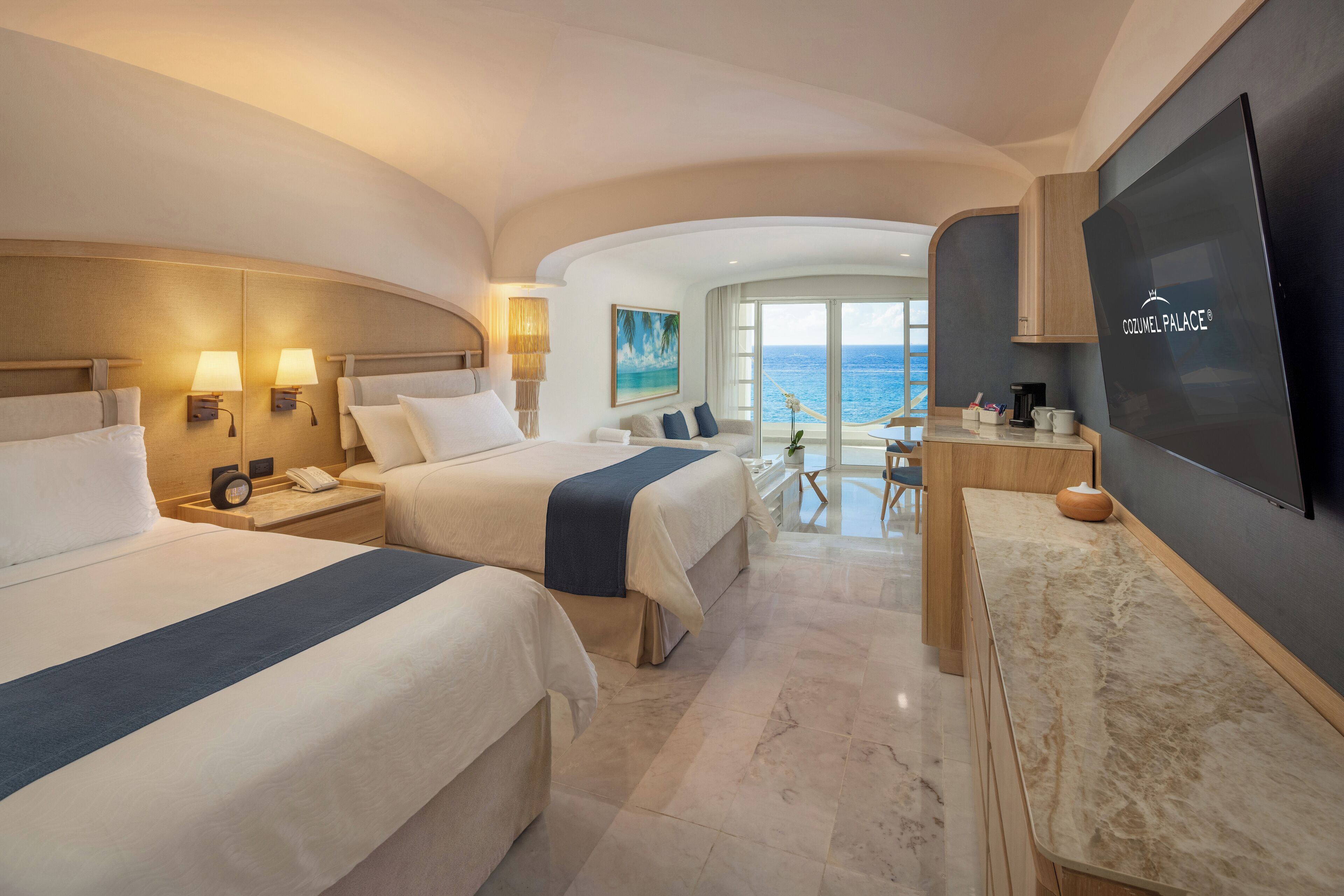 Two-bed ocean-view room at Cozumel Palace